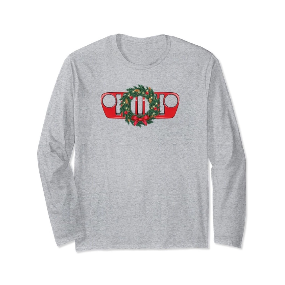 Jeep Holiday Wreath 7-Slot Grille Long Sleeve T-Shirt
